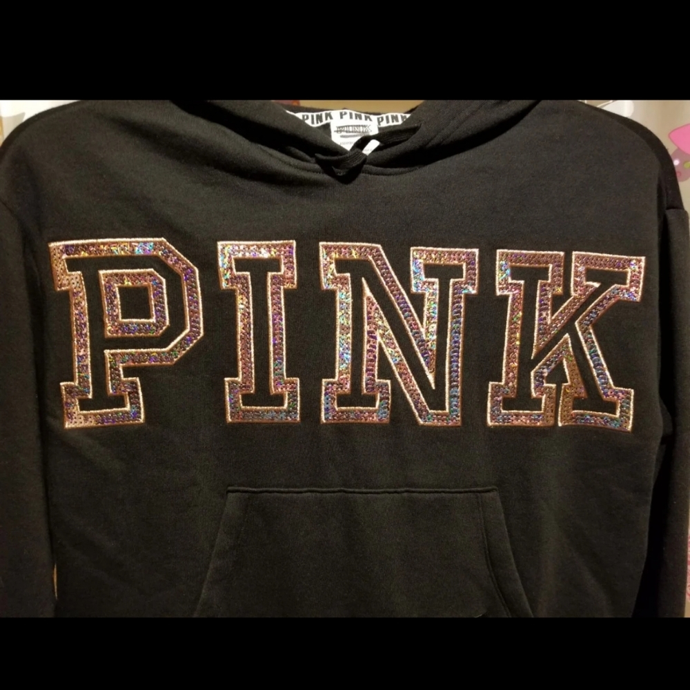 SZ XS ROSE GOLD BLING HOODIE SWEATSHIRT NWOT